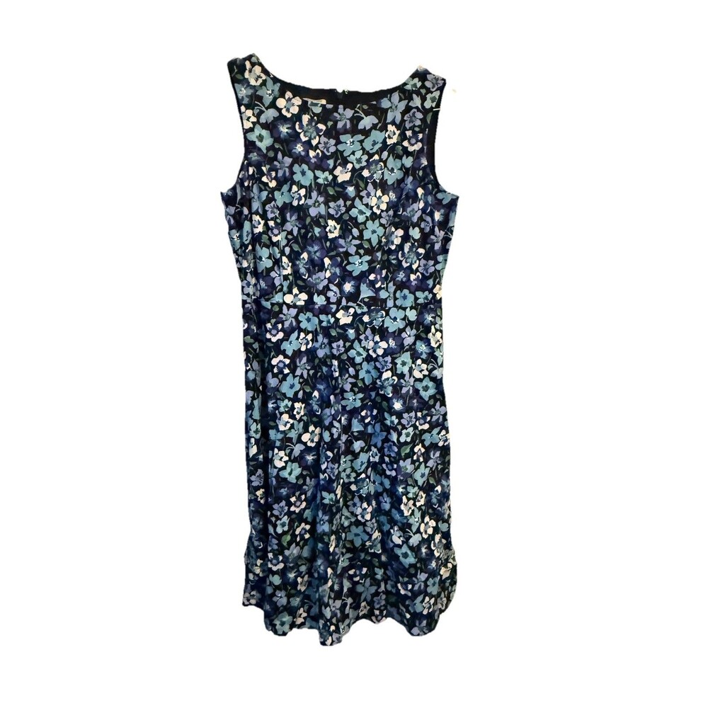 Talbots Petite Blue/White Floral Ruffle Dress Size 8p